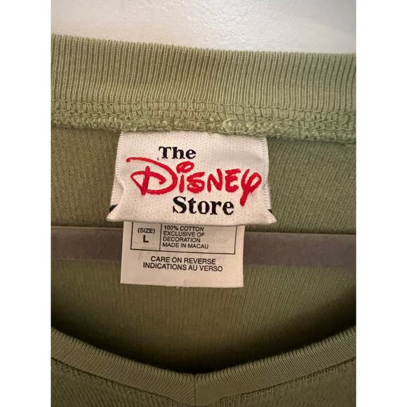 Disney Store Vintage Rare Find Winnie the Pooh Green Long Sleeve L Blouse Cotton - Picture 3 of 8